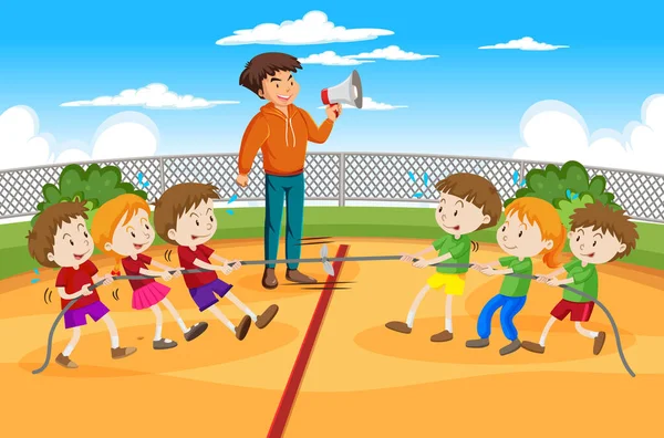 Дети Занимаются Физическими Упражнениями — стоковый вектор