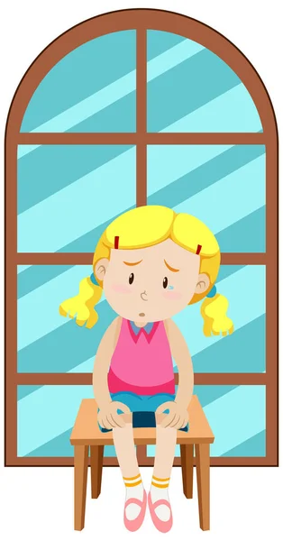 Sad Girl Simple Cartoon Character Illustration — Wektor stockowy