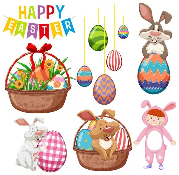 Tavşanlı ve yumurtalı resimli mutlu Paskalya günleri.