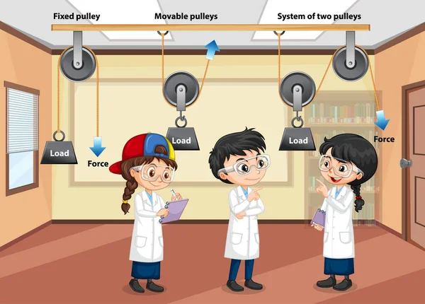 Diferentes Tipos Polias Com Crianças Personagens Desenhos Animados Ilustração — Vetor de Stock
