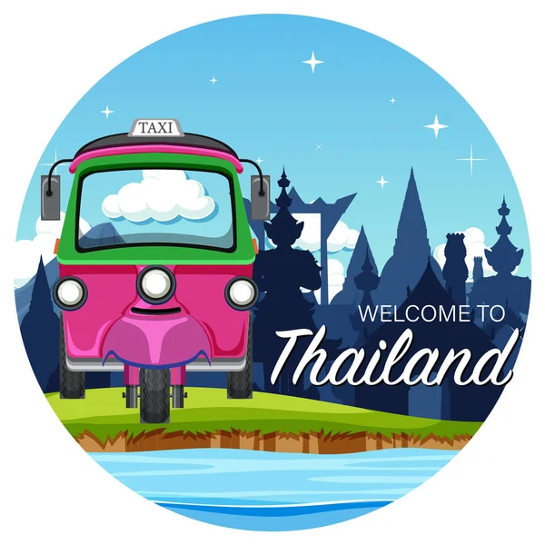 Bangkok Tailândia Tuk Tuk Viagem Ícone Turístico Ilustração — Vetor de Stock