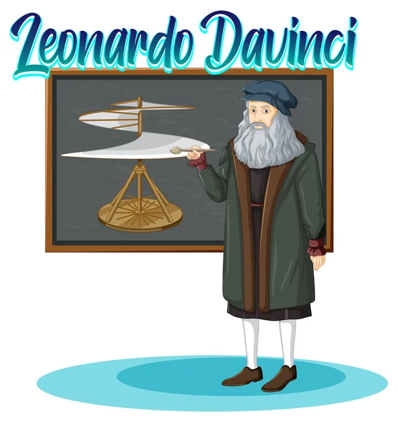 Leonardo Davinci Personage Cartoon Stijl Illustratie — Stockvector