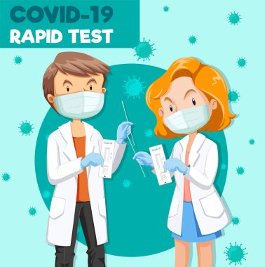 Antijen test kiti illüstrasyonu ile Covid 19 testi