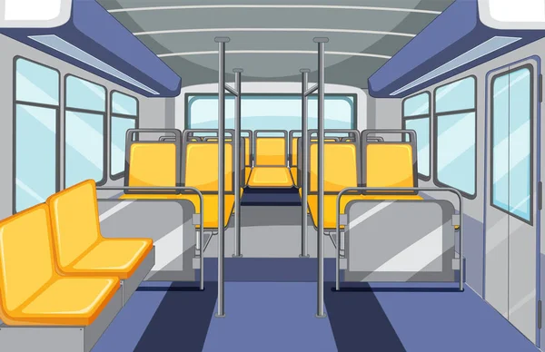 Autobus Interno Con Sedili Gialli Vuoti Illustrazione — Vettoriale Stock