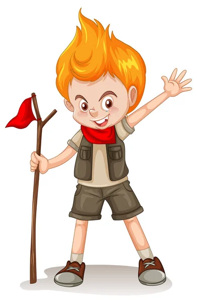 Une Illustration Heureuse Boy Scout — Image vectorielle