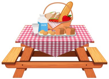 Beyaz arkaplanda piknik yemeği
