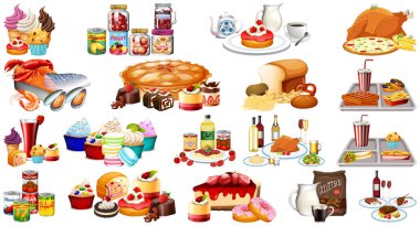 Gıda ve içecekler illüstrasyon oluşturur