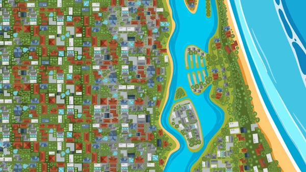 Aerial View Houses Beach Gold Coast Australia Illustration — стоковий вектор