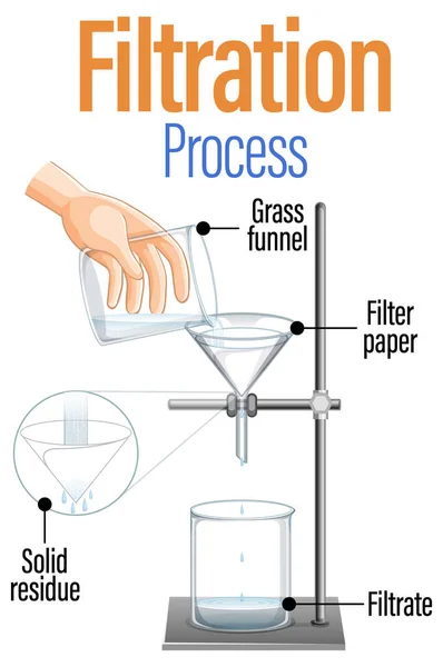 Diagram Showing Filtration Process Illustration — Vector de stock