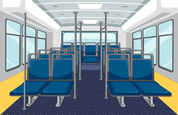 Bus Interior Empty Blue Seats Illustration — стоковый вектор