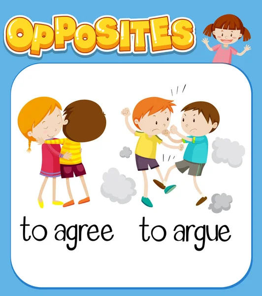 Mots Opposés Pour Être Accord Argumenter Illustration — Image vectorielle