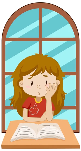 Student Girl Simple Cartoon Character Illustration — Vetor de Stock