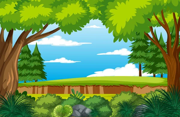 Cartoon Wald Umwelt Hintergrund Illustration — Stockvektor