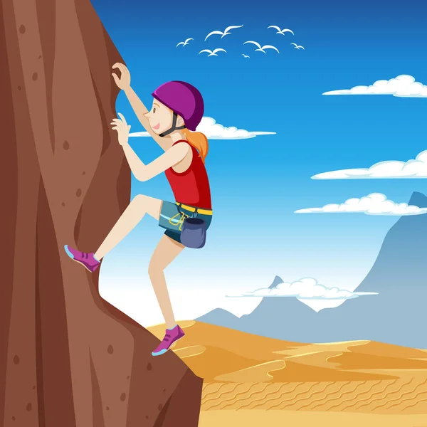 Outdoor Rock Climbing Scene Illustration — Stock Vector