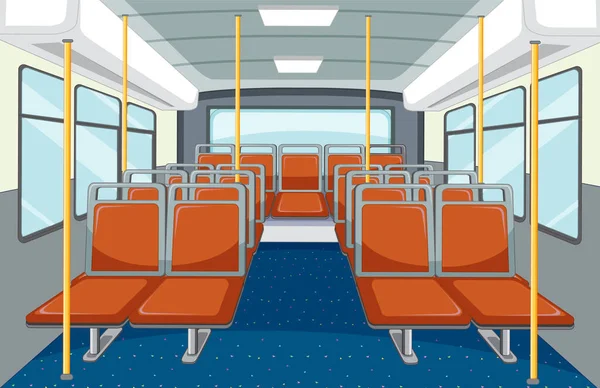 Bus Interior Empty Orange Seats Illustration — Vector de stock