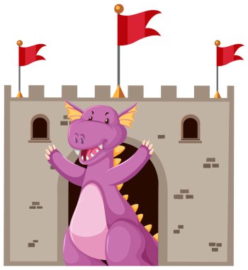 Şirin mor ejderha çizgi film karakteri çizimi