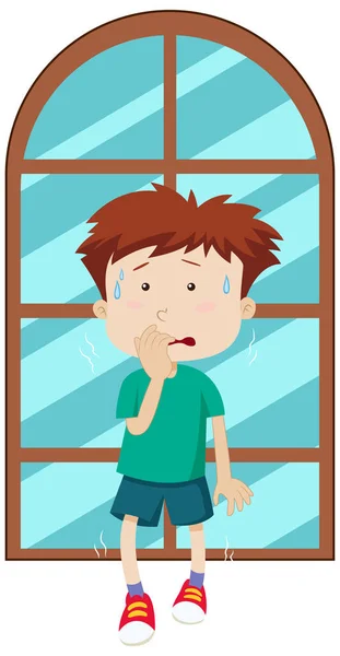 Scared Boy Simple Cartoon Character Illustration — Stock Vector