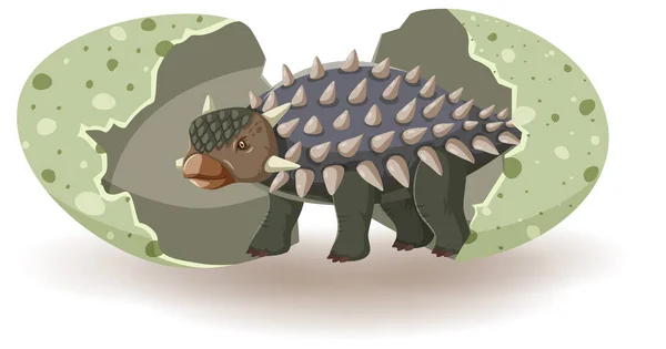 Ankylosaurus Kläckning Från Ägg Illustration — Stock vektor