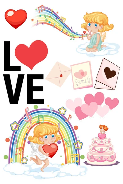 Valentine Theme Cupid Rainbow Illustration — Stock Vector