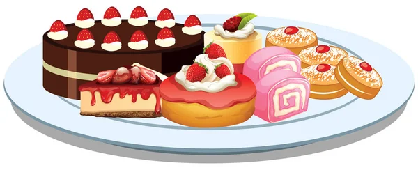 Postre Panadería Dulce Con Ilustración Fresa — Vector de stock