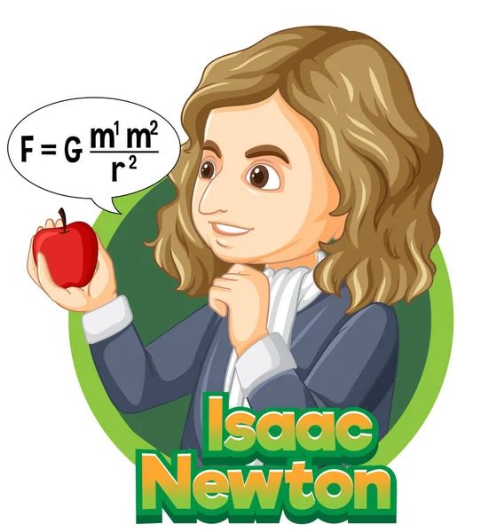 Retrato Isaac Newton Ilustración Estilo Dibujos Animados — Vector de stock