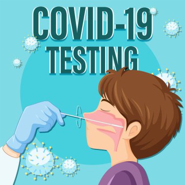 Antijen test kiti illüstrasyonu ile Covid 19 testi