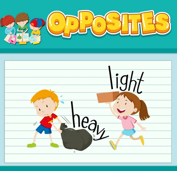 İngilizce karşıt kelime illüstrasyonunun eğitim kelime kartı