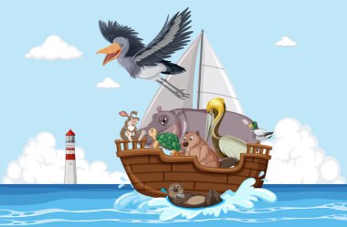 Tekne resimlerindeki vahşi hayvanlar.