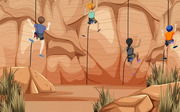 Kaya tırmanıcısıyla açık hava sahnesi