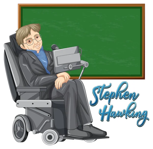Stephen Hawking Cartoon Character Illustration — Stock Vector