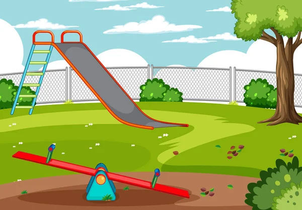 Leerer Spielplatz Hintergrund Mit Fahrgeschäften Illustration — Stockvektor