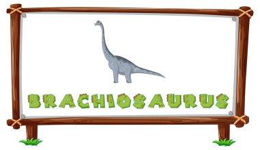 Resim içinde dinozorlar ve metin brachiosaurus tasarımı ile çerçeve şablonu