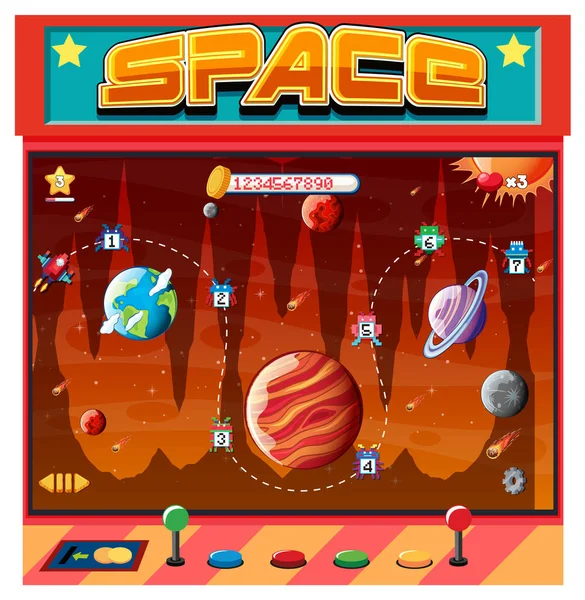 Retro Arcade Espacio Juego Ilustración — Archivo Imágenes Vectoriales