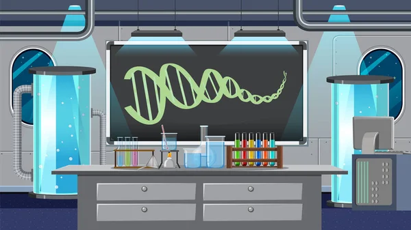 Wetenschappelijk Laboratorium Ruimte Voor Chemische Experimenten Illustratie — Stockvector