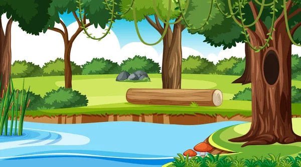 Nature Forest Background River Illustration — Stock Vector