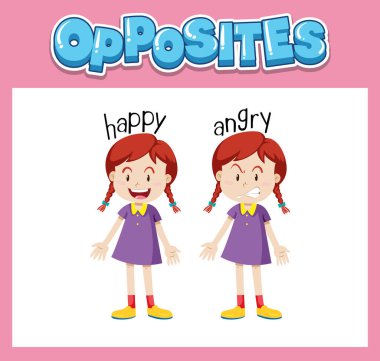 Çocuk resimlemesi için karşıt İngilizce kelimeler
