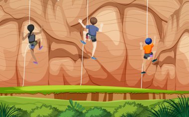 Kaya tırmanıcısıyla açık hava sahnesi