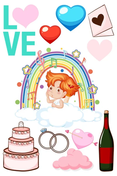 Valentine Theme Cupid Cake Illustration — Stock Vector