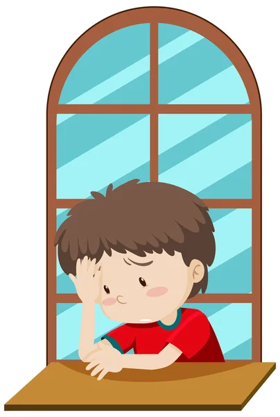 Sad Boy Simple Cartoon Character Illustration — Stock Vector
