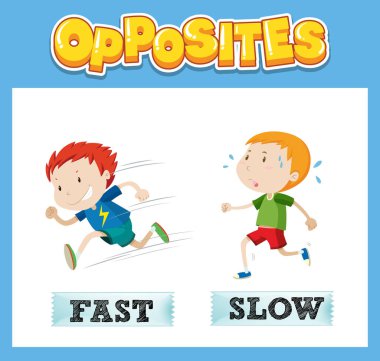 Çocuk resimlemesi için karşıt İngilizce kelimeler