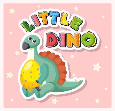 Küçük sevimli dinozor karikatür poster çizimi