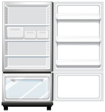 Açık kapı illüstrasyonlu buzdolabı