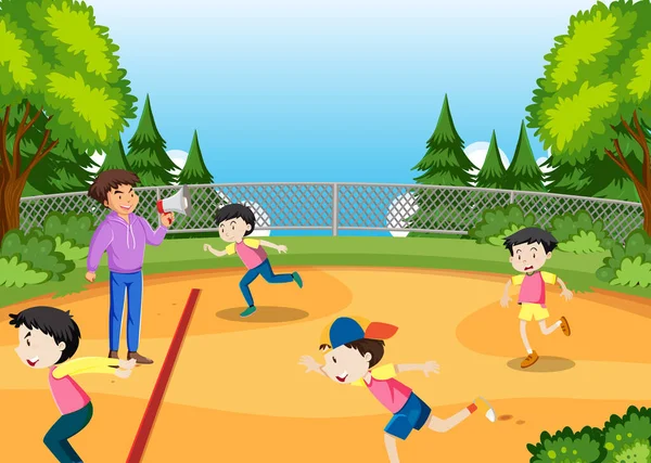 Kinder Machen Körperliche Aktivität Illustration — Stockvektor