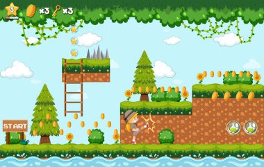 Platform oyun arkaplan şablonu çizimi