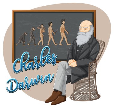 Charles Darwin çizgi film karakteri çizimi