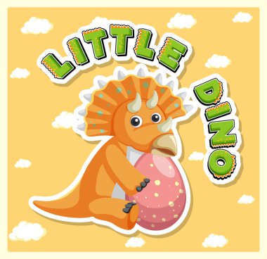 Küçük sevimli dinozor karikatür poster çizimi