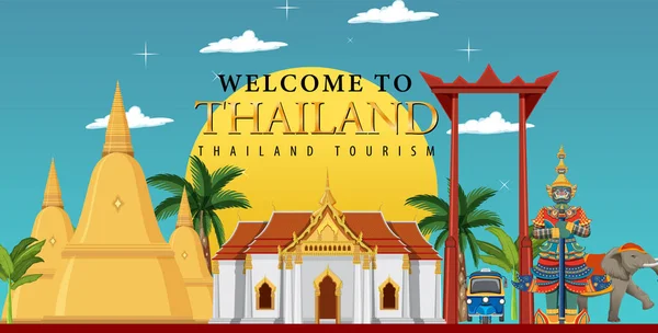 Bienvenido Tailandia Banner Ilustración — Vector de stock