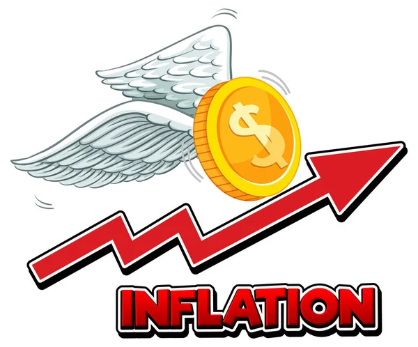 Inflation Med Röd Pil Går Upp Illustration — Stock vektor