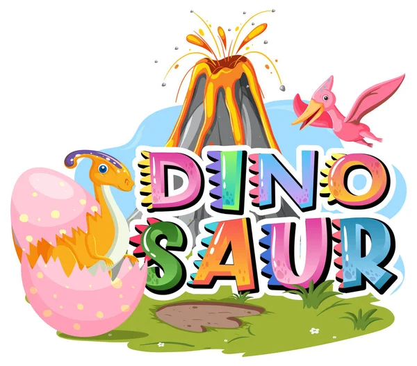 Логотип Слова Динозавра Различными Иллюстрациями Динозавров — стоковый вектор