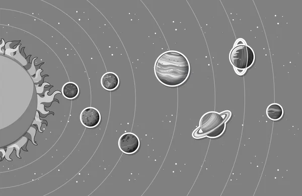 Zonnestelsel Met Planeten Illustratie — Stockvector